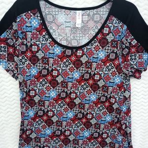 LulaRoe women's shirt top large red blue black